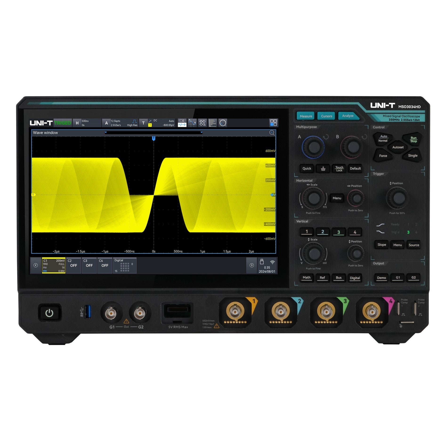 MSO3034HD 12-Bit 350MHz 4Ch Mixed Signal Oscilloscope