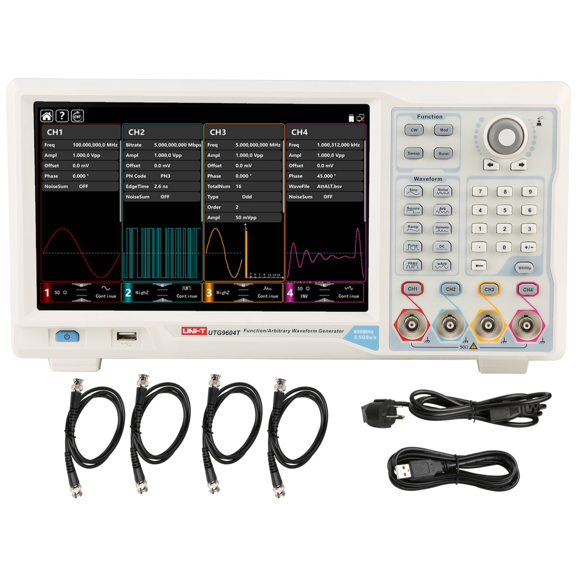 UTG9604T 600MHz 4Ch Elite-Series Arbitrary Waveform Generator