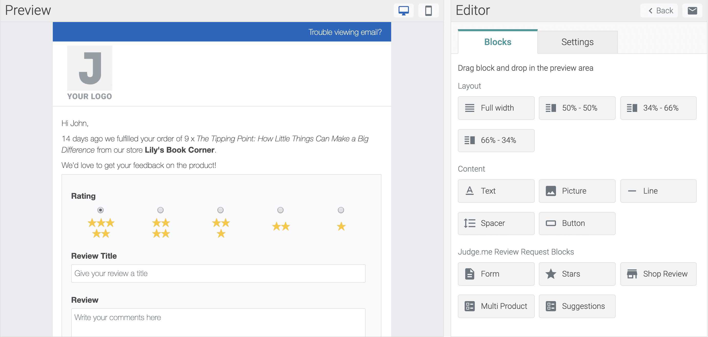 judgeme email templates blocks