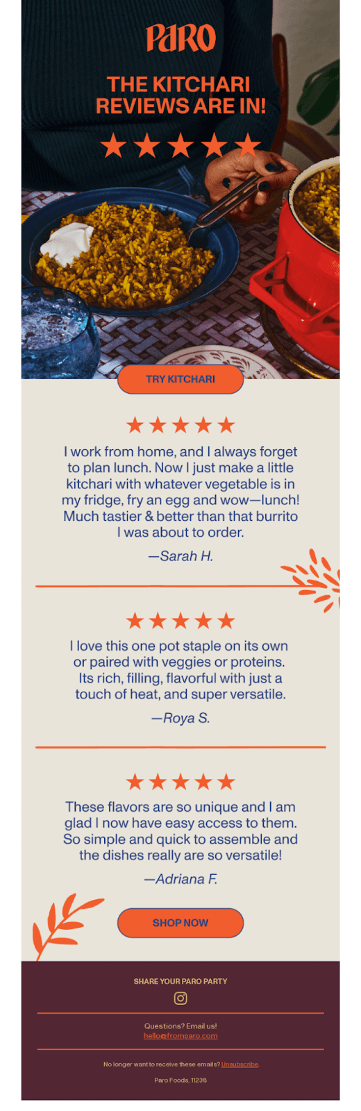 add reviews to emails