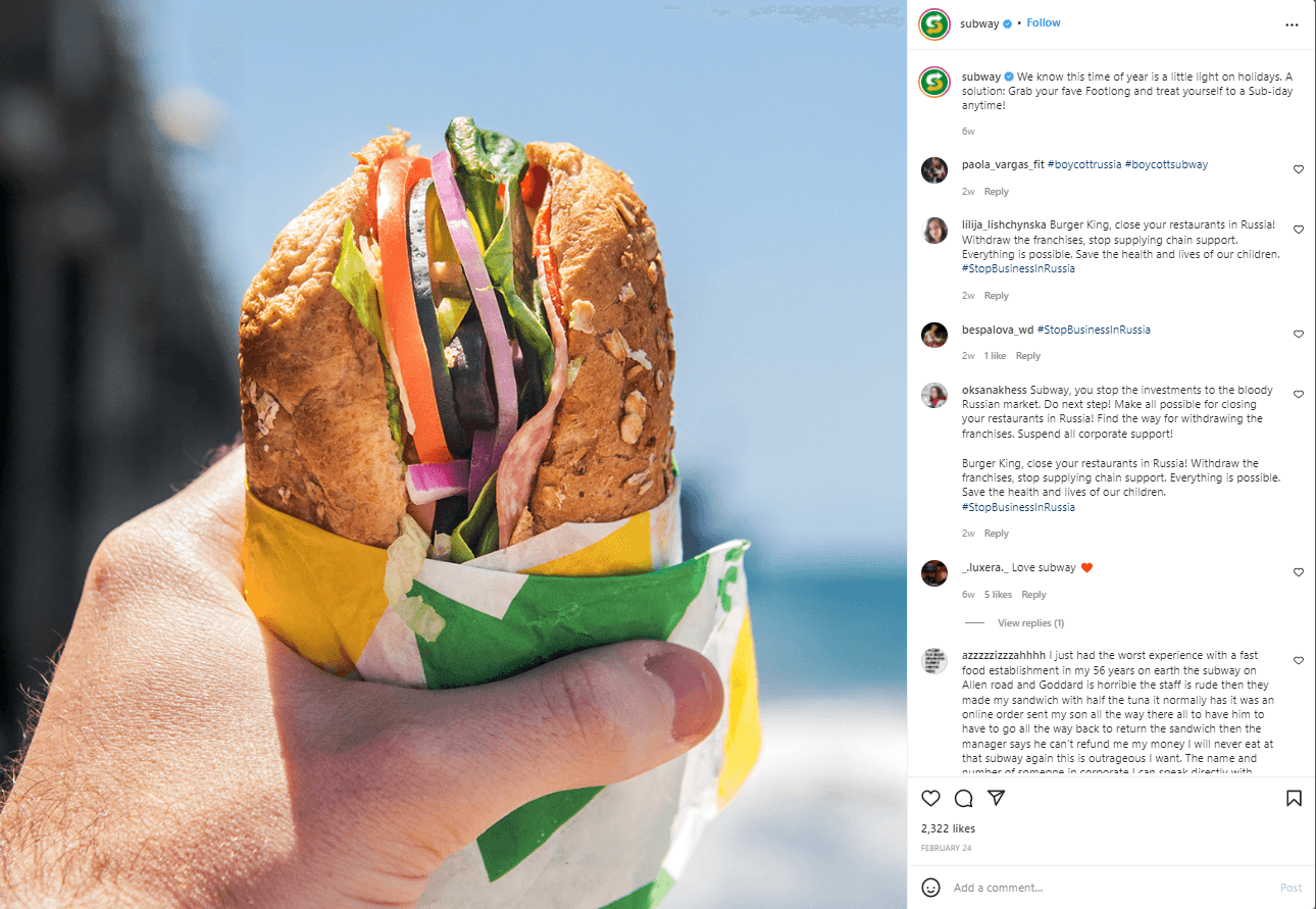 Subway Instagram Post