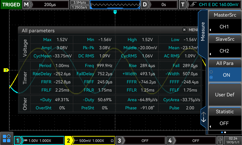 MSO2202 Oscilloscope Rich measurement functions