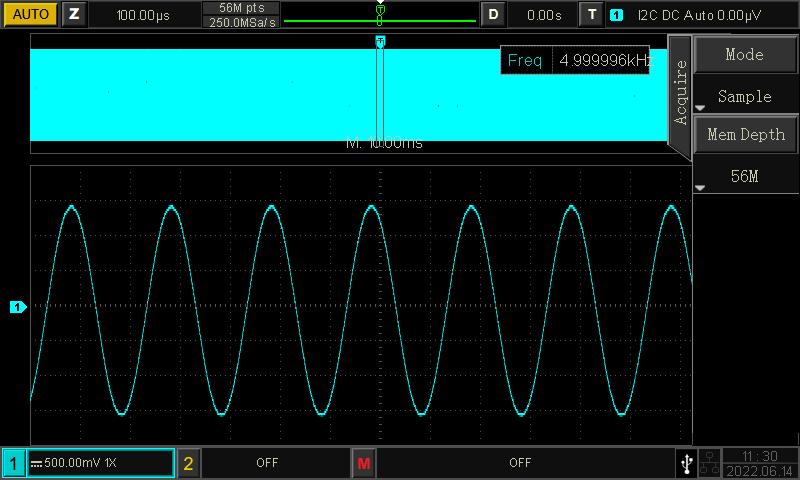 UNI-T UPO1102CS Oscilloscope Sampling feature