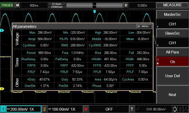 UNI-T UTD2072CL Parameters feature