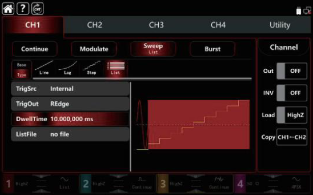 UTG9000T Sweep Frequency